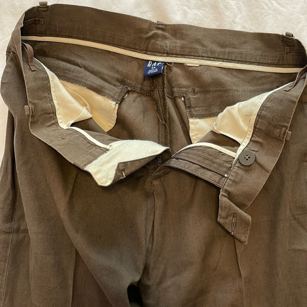 GAP Women’s 4A Chocolate Brown Linen Blend Cuffed Pants Preppy Academia y2k - Picture 4 of 10